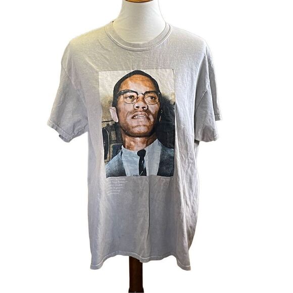 Malcolm X T-Shirt Light Gray Size Medium/Large - Picture 2 of 8